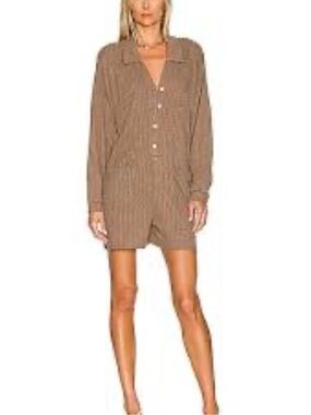 Onia Rib Knit Romper, Taupe